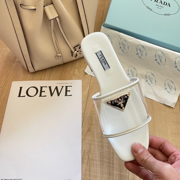 Prada Gold Label Transparent Flat Slippers - Picture 2 of 5